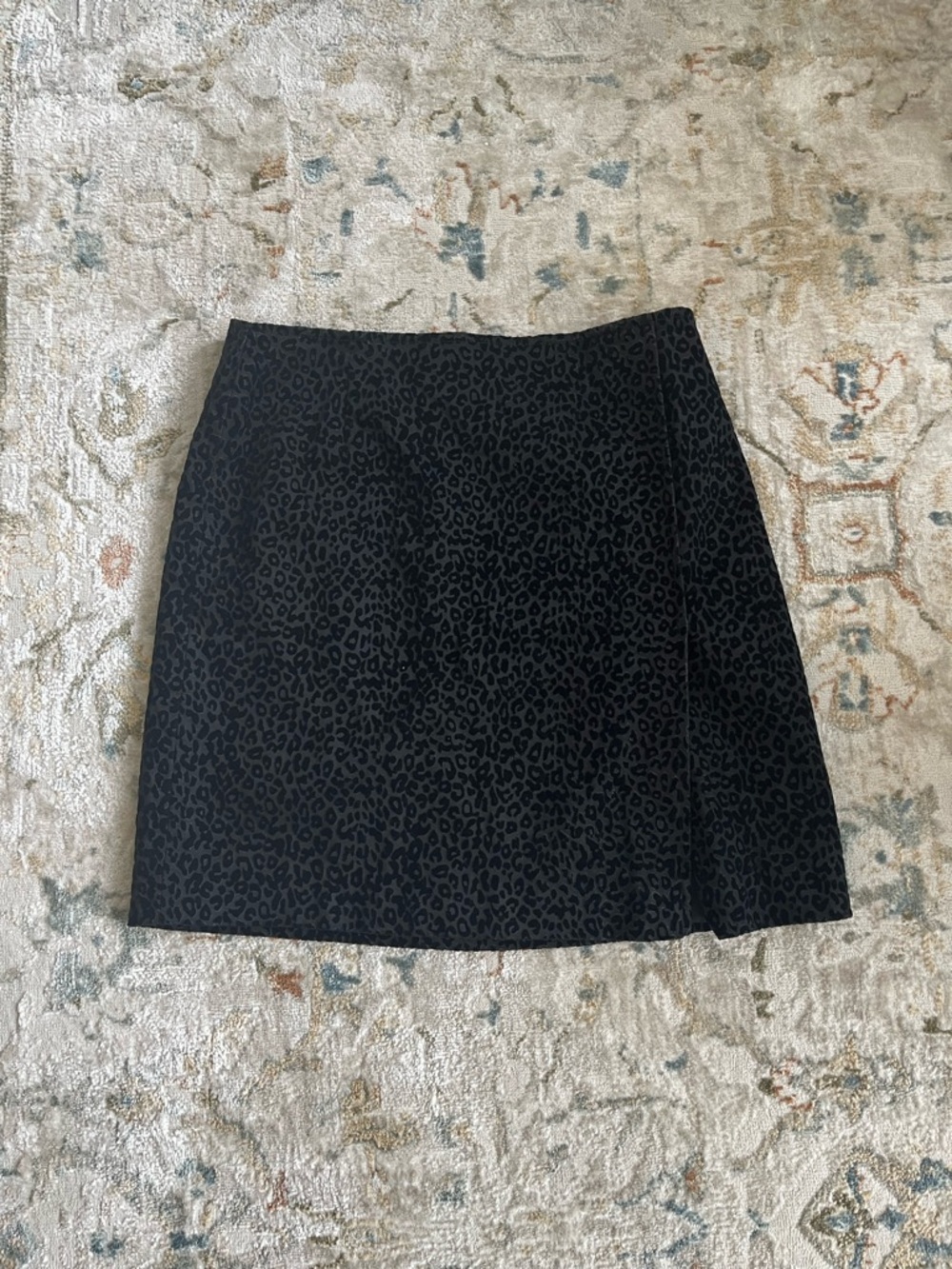Black Leopard Print Mini Skirt - Women's